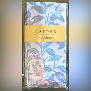 RALPH LAUREN NAPKINS PINE VIEW SILVER SET OF 4 COTTON NWT 20 INCH BY 20 INCH